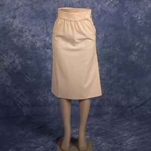 Vintage Giorgio Armani Cream 100% Wool Midi Skirt IT 42 US 2/4